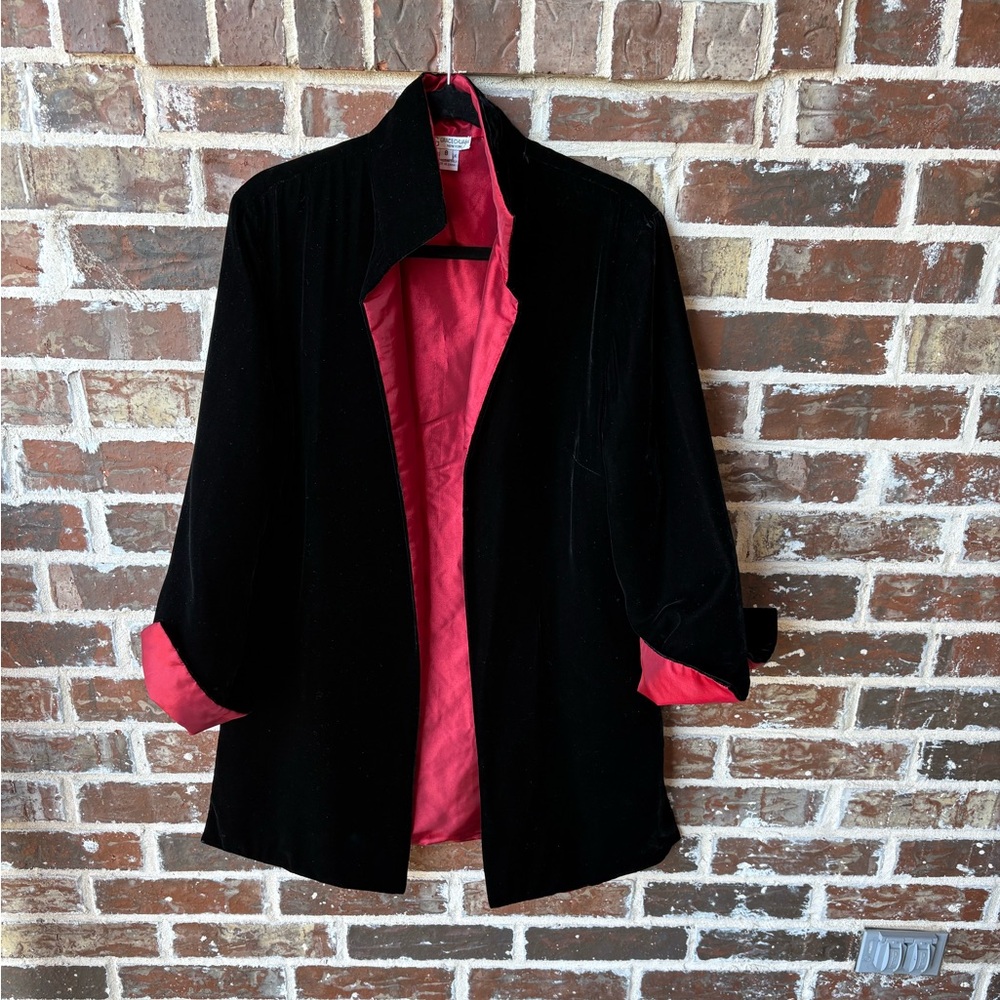 Grace Chuang Reversible Silk Velvet Evening Opera Jacket Size 8 Black Red